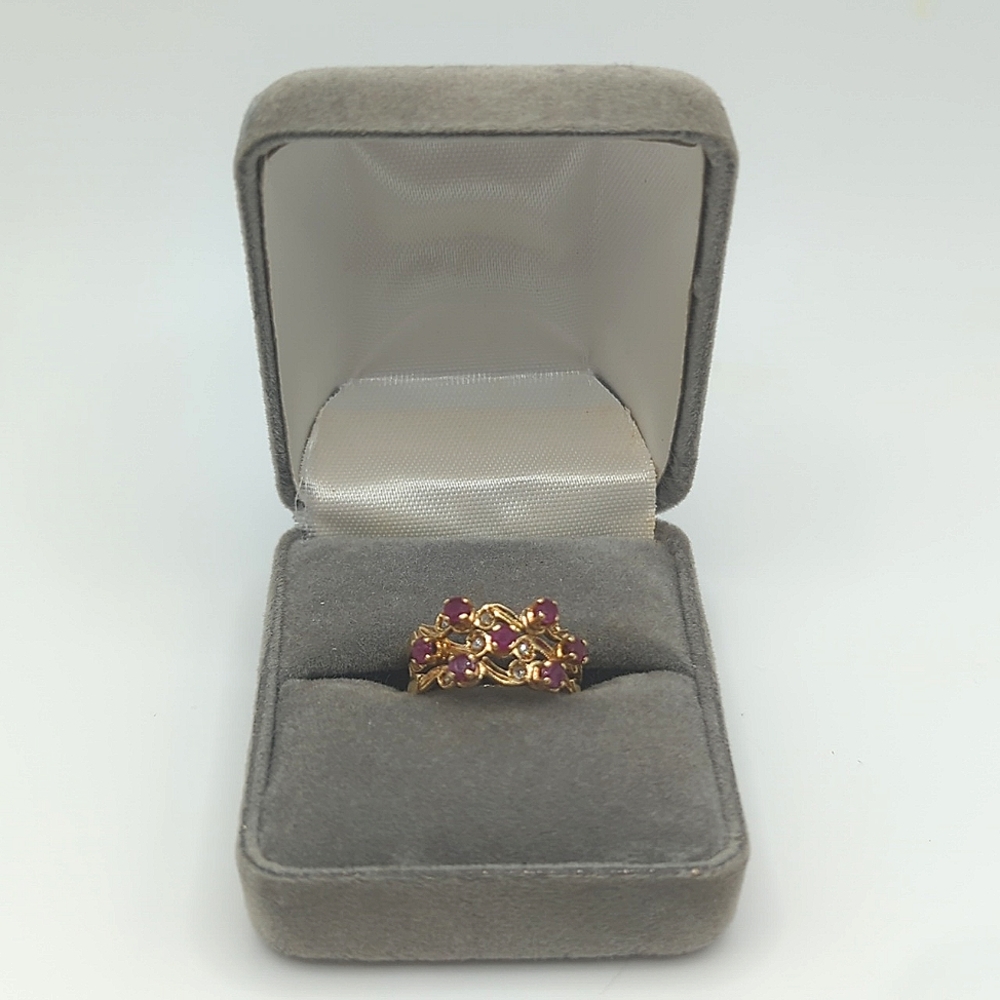 18k Ruby/ Diamond Triple Stacked Ring - image 1
